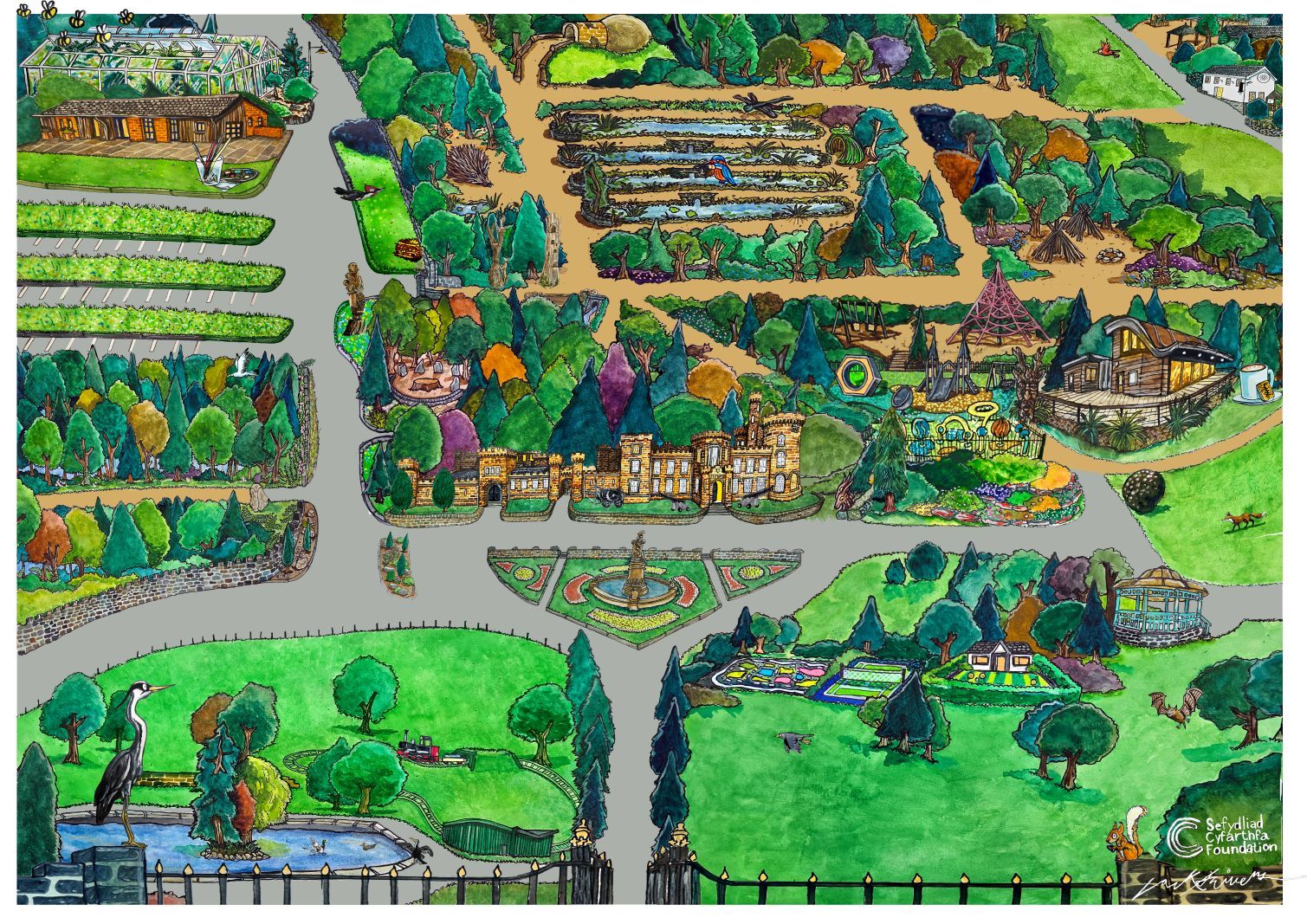 An illustrative map of a Cyfarthfa Park including the castle, buildings and wildlife..jpg An illustrative map of a Cyfarthfa Park including the castle, buildings and wildlife..jpg